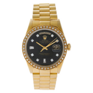 Rolex Day-Date 18038 18k Black dial, diamond bezel 36mm Automatic watch