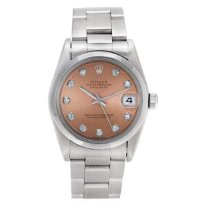 Rolex Datejust 68240 Stainless Steel, custom Salmon diamond dial, 31mm Auto