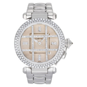 Cartier Pasha 38 2358 18k White Gold Ivory Diamond Dial, Bezel, Grid, Automatic