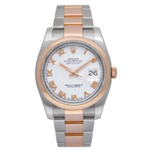 Rolex Datejust 116201 18k everose gold & Steel white dial 36mm auto. Circa 2010s