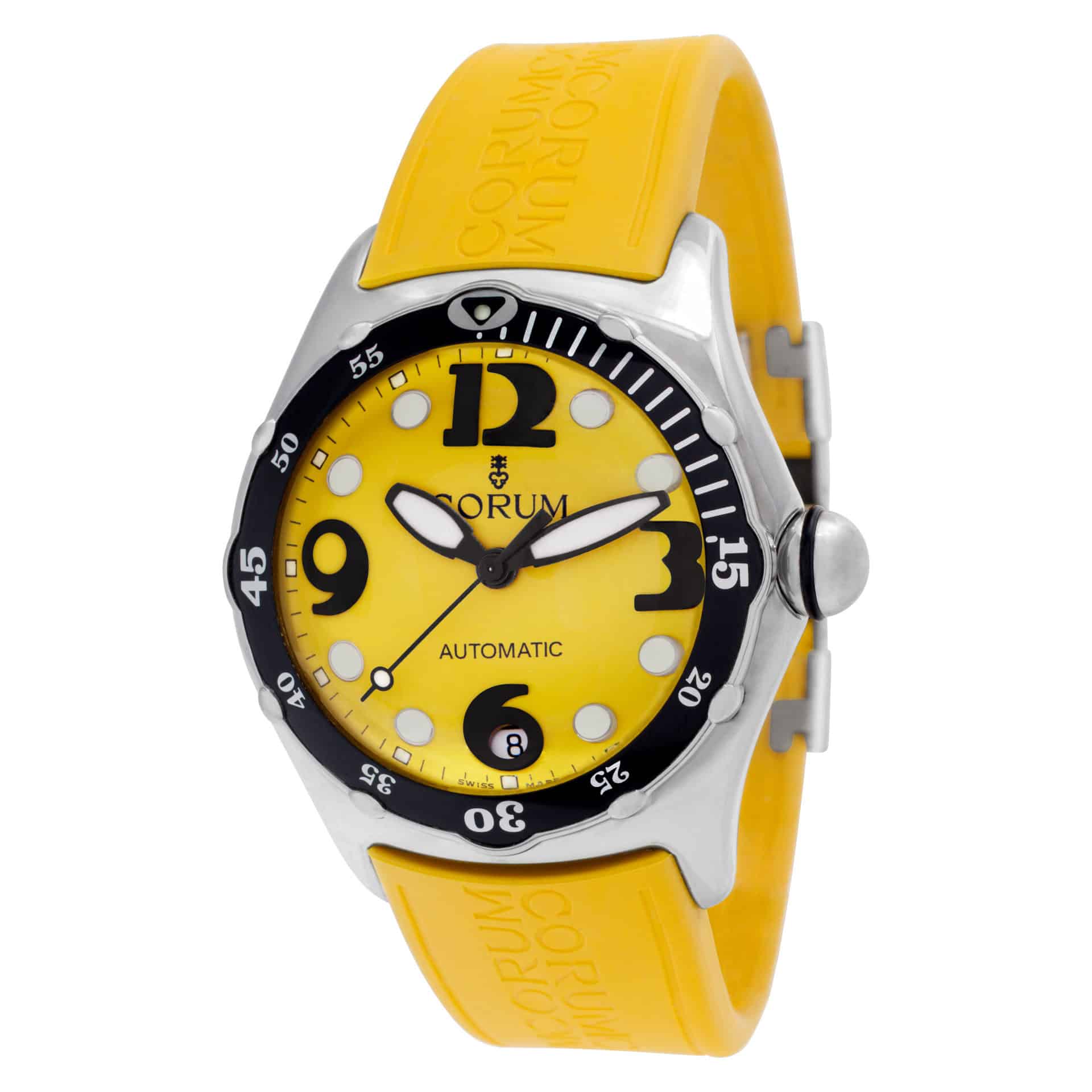 Corum Bubble 82.180.20 Stainless Steel Yellow dial 45mm Automatic