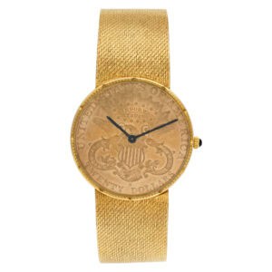 $20 Coin in 18k Gold dial 34mm Quartz watch