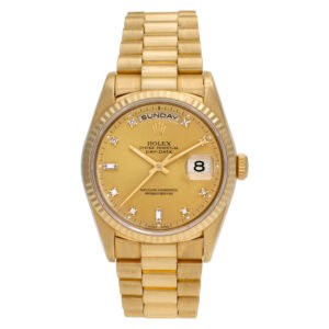 Rolex Day-Date 18238 18k Gold dial 36mm Auto watch with custom diamond dial