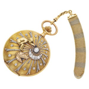 El Aguila pocket watch 18k gold White dial 54mm