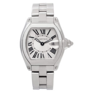 Cartier Roadster "24344" W62016V3 Stainless Steel Silver Guilloche dial 33mm Qua