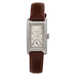 Patek Philippe retailed by Tiffany & Co in platinum on a leather strap Manual