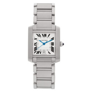 Cartier Tank Francaise W51002Q3 Stainless Steel Silver Guilloche dial 28mm Autom