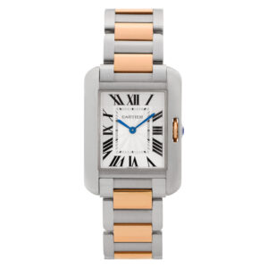 Cartier Tank Anglaise W5310043 Stainless Steel Silver Guilloche dial 26mm Qua