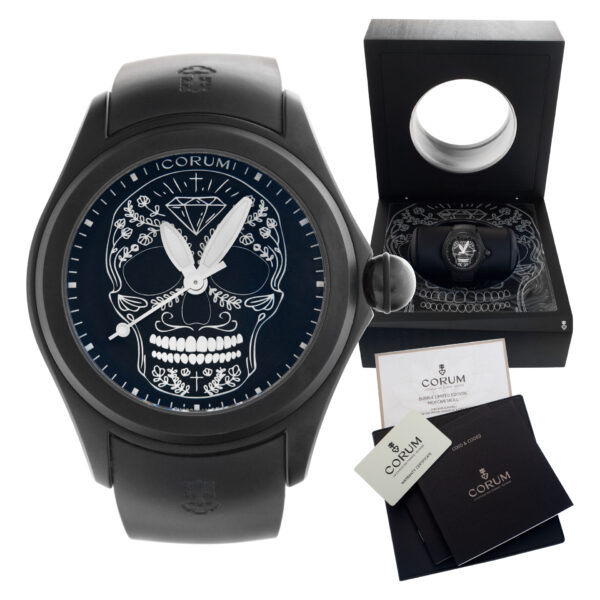 Corum Bubble "Mexican Skull" 082.310.98/0371 SM01 Black PVD Black dial 48mm Auto