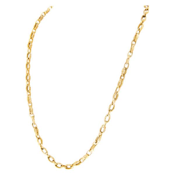 Hammered oval lik 14k necklace