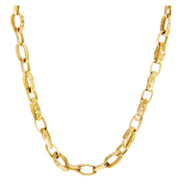 Hammered oval lik 14k necklace