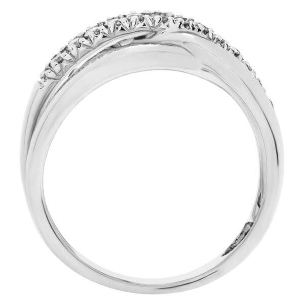 Stunning  diamond crisscrossed ring in 14k white gold.