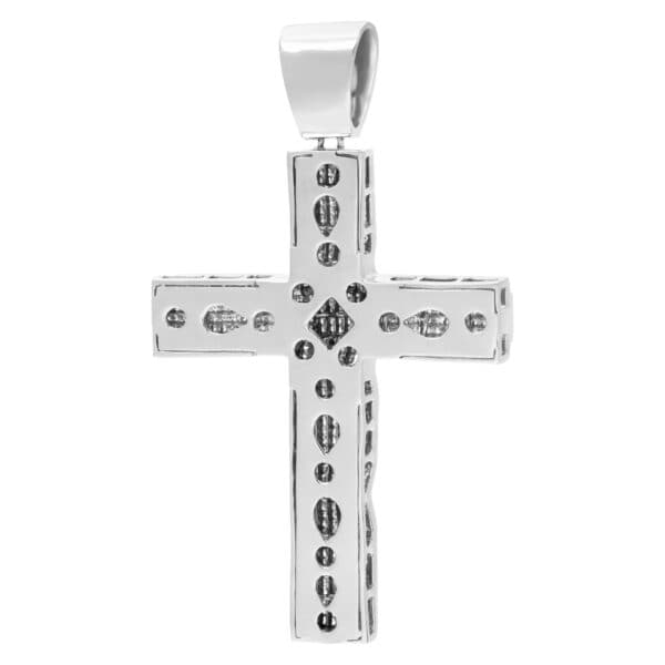 Diamond cross pendant in 14k white gold with over 11 carats in round and princess cut diamonds