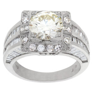 GIA certified round brilliant cut 2.15 carat diamond (O-P color, VS1 clarity, Tripple Excellent) ring