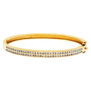 14k yellow gold diamond bangle w/ approx 2 cts in SI diamonds