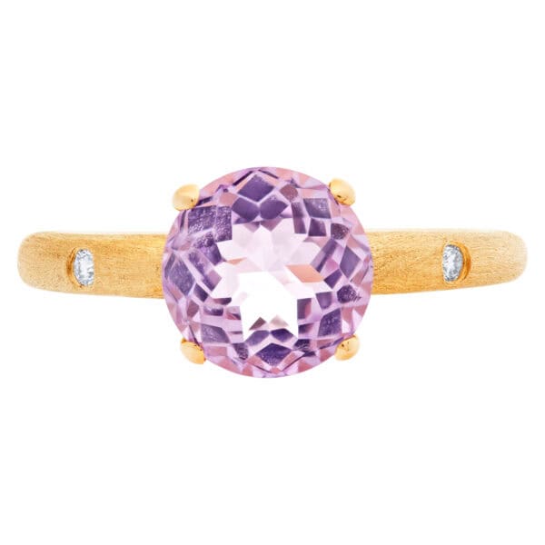 Amethyst and diamond ring in 18k rose gold ring