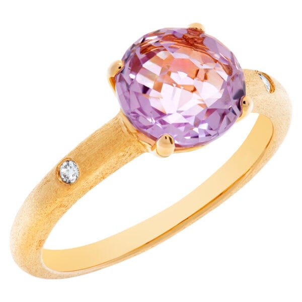 Amethyst and diamond ring in 18k rose gold ring