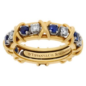 Tiffany & Co. Schlumberger Sixteen Stone Ring 18k with diamonds and sapphires