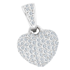 Heart Pendant in 18k White Gold With Approx 1.00 Carats In Diamonds. 18k chain.