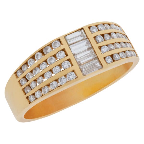 Channel-set baguette & round diamond ring in 14k. 0.70 carats in diamonds