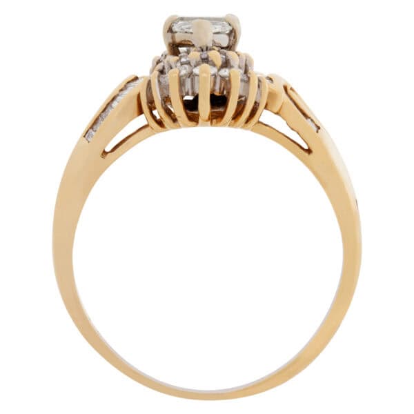 Fashion "ballerina" style diamond ring in 14k yellow gold. 0.65 carats (J, SI-1)