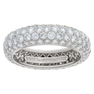 Tiffany & Co Etoile 4 row diamond eternity band in platinum with 3 carats in diamonds. Size 7.