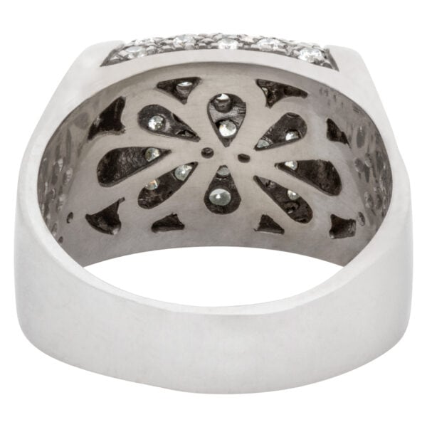 Pave diamond ring in 18k white gold w/ approx. 1.10 carats in diamonds.