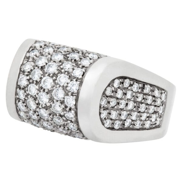 Pave diamond ring in 18k white gold w/ approx. 1.10 carats in diamonds.