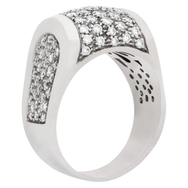 Pave diamond ring in 18k white gold w/ approx. 1.10 carats in diamonds.