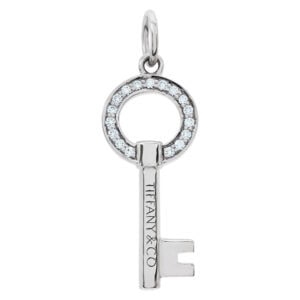 Tiffany & Co. Modern Keys Open Round Key Pendant 18k With Diamonds