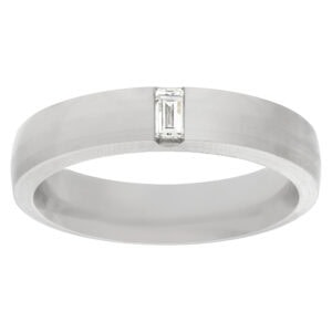 Tiffany & Co. Platinum Satin Finish Ring With Baguette Diamond