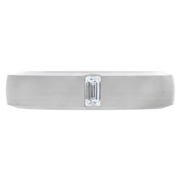 Tiffany & Co. Platinum Satin Finish Ring With Baguette Diamond