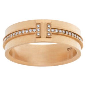 Tiffany & Co. Wide Diamond Ring In 18k Rose Gold