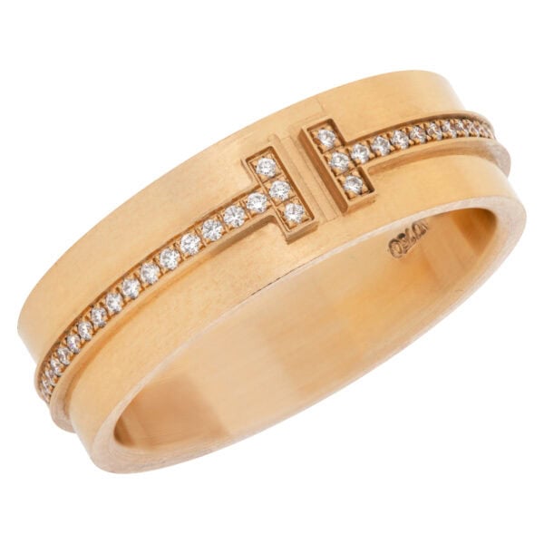 Tiffany & Co. Wide Diamond Ring In 18k Rose Gold