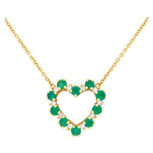 Tiffany & Co. emerald and diamond heart necklace in 18k