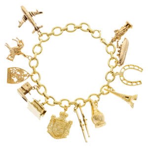 Travel charm bracelet in 14k