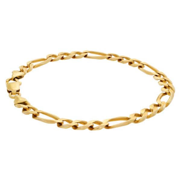 Figaro link bracelet in 14k; 9"