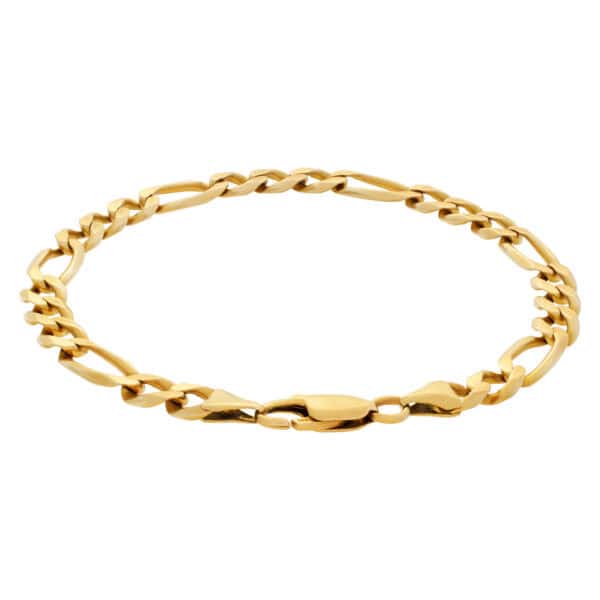 Figaro link bracelet in 14k; 9"