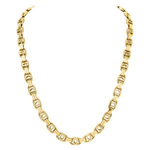 Solid Italian made, 14kt yellow & white gold "Mechanical style" chain/neckkace.