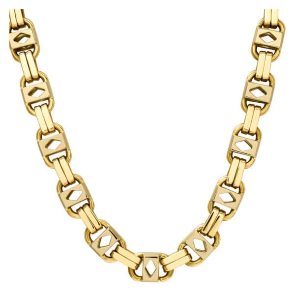 Solid Italian made, 14kt yellow & white gold "Mechanical style" chain/neckkace.