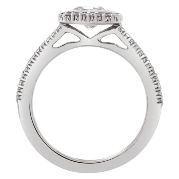 Ritani semi-mount in 18K white gold, with 0.24 carat round damonds to hold 1.0 ct princess cut center stone- Shown with CZ center- Not a Diamond