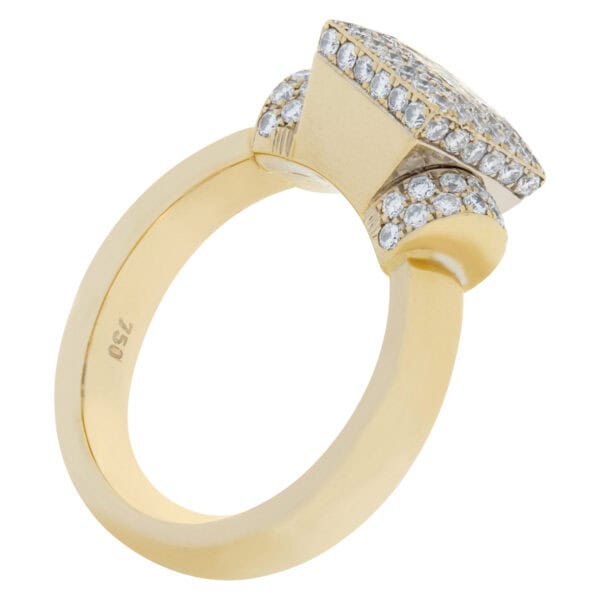 White & Yellow Diamond Ring In 18k White Gold. Approx 1 Ct In Diamonds. Size 6 1/4.