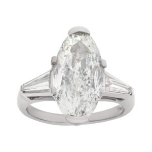 GIA certified oval brilliant cut diamond 2.73 carat (J color, I1 clarity) set in platinum