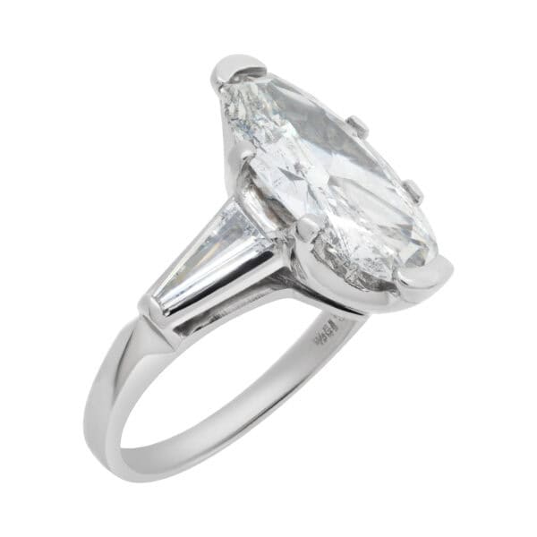 GIA certified oval brilliant cut diamond 2.73 carat (J color, I1 clarity) set in platinum