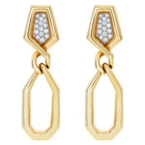 18k drop earrings with diamond accents