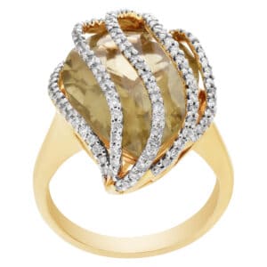 Citrine with diamond accents ring in 14k