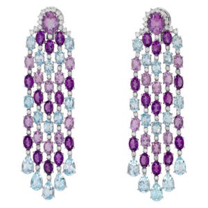 Drop chandelier earrings in 18k white gold