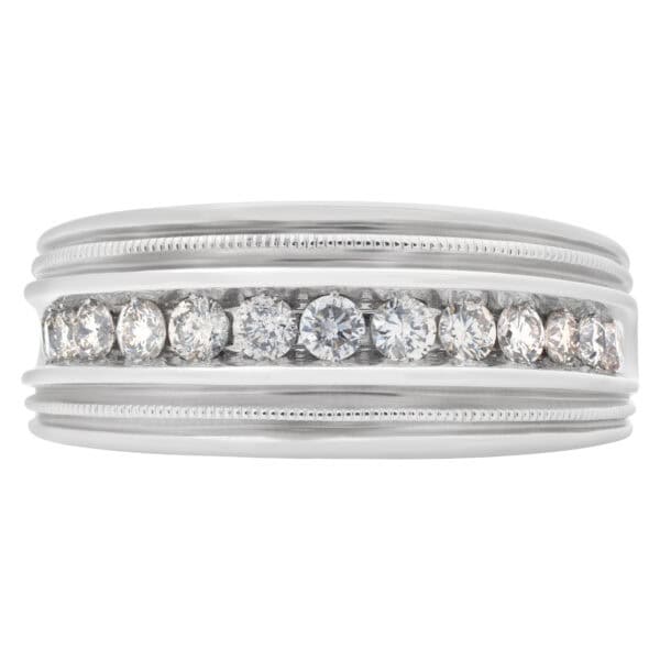 Diamond mens ring in 14k white gold