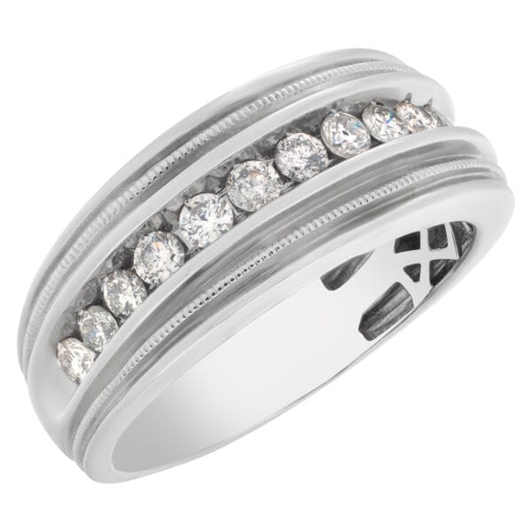 Diamond mens ring in 14k white gold