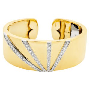 Bangle/cuff in 18k with diamond sunrise